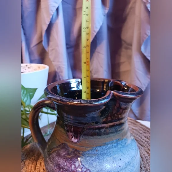 Pottery Handcrafted Heavy Pitcher Artisan Earthenware Unique Cottagecore - Picture 8 of 9